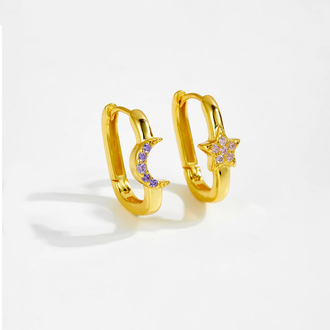 Moon Star Hoop Earrings