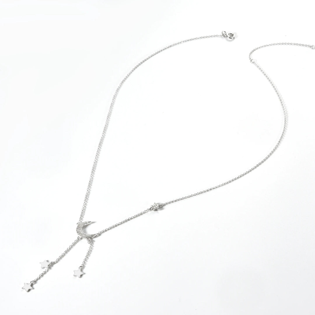 Moon Star Zircon Pendant Necklace