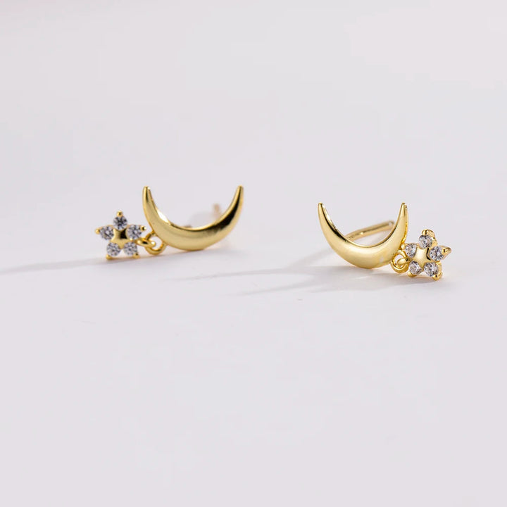 Golden Moon Star Studs