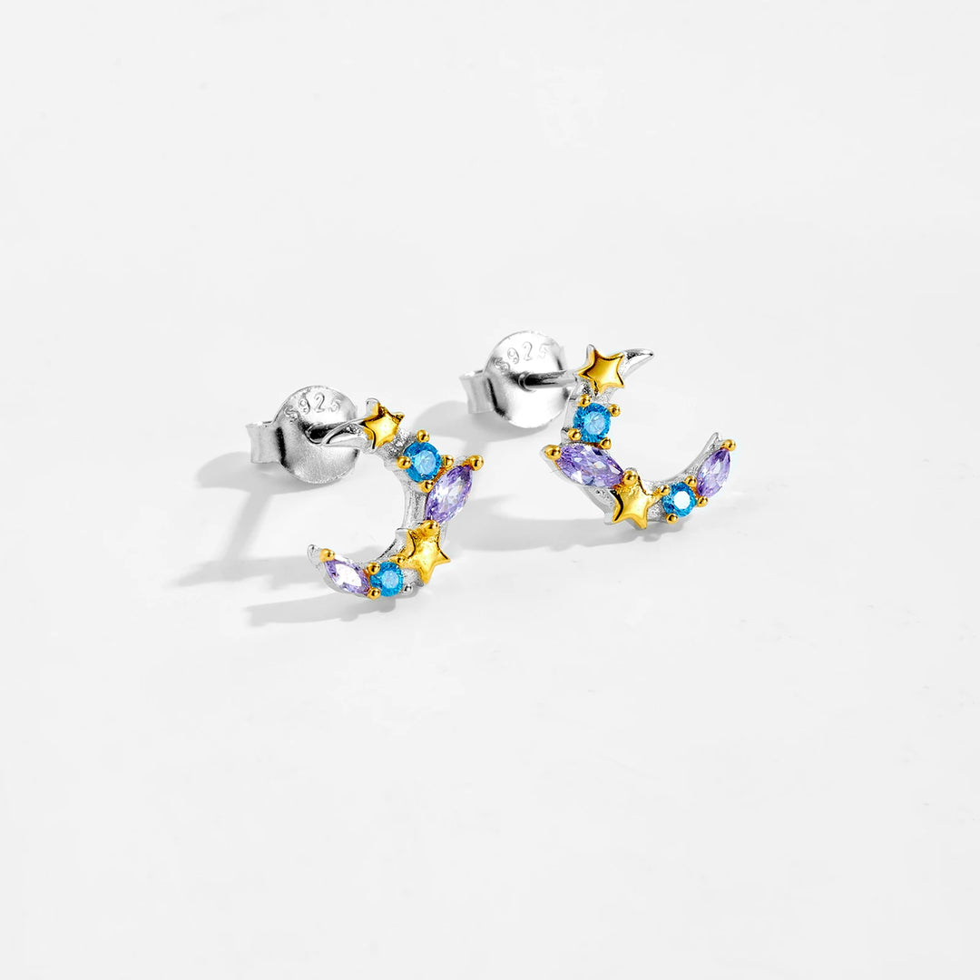 Violet Star Moon Earrings