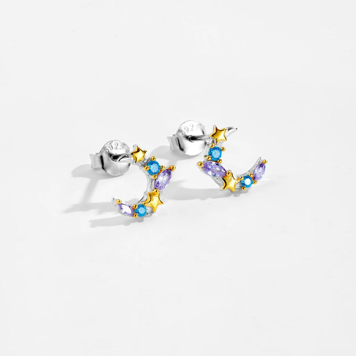 Violet Star Moon Earrings