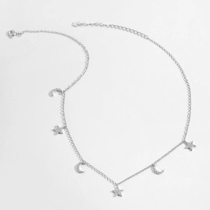 Celestial Gold Moon & Star Charm Necklace