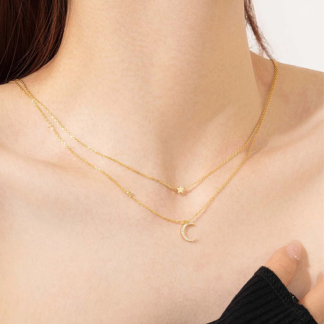 Celestial Moon Star Necklace