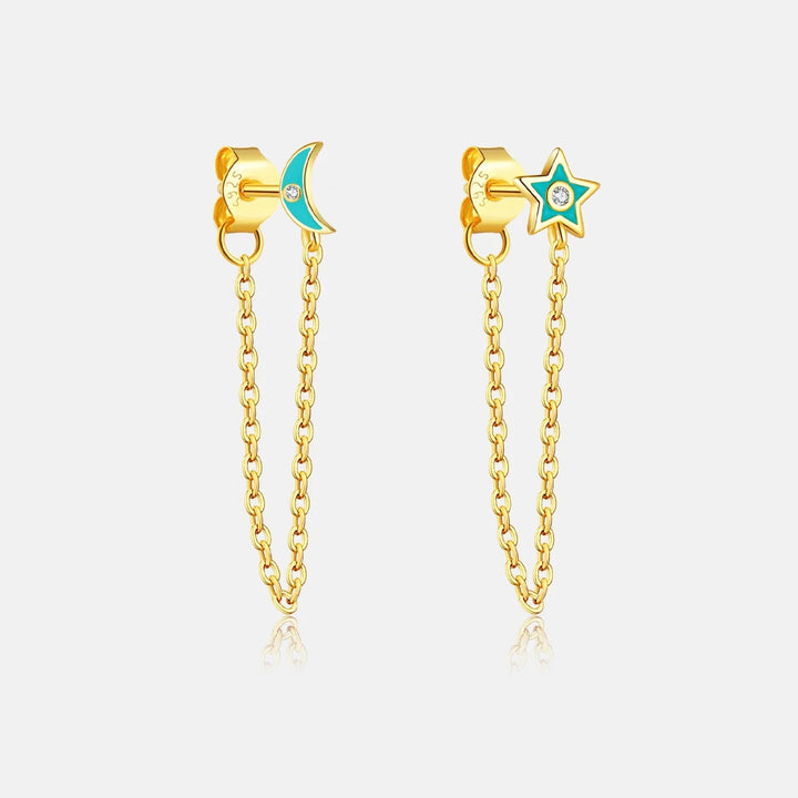 Turquoise Moon Star Earrings