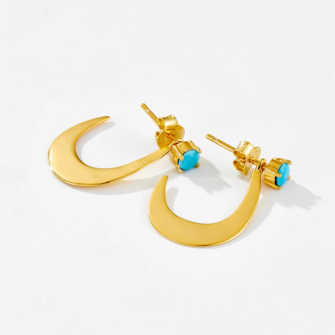 Emerald Crescent Drop Earrings