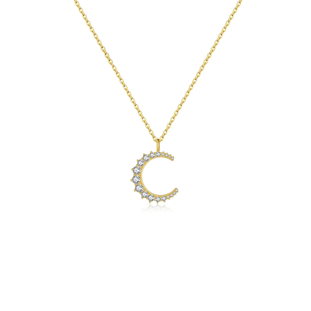 Midnight Blue Crescent Pendant Necklace