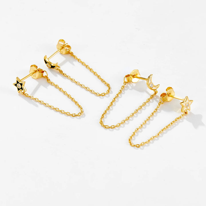 Turquoise Moon Star Earrings