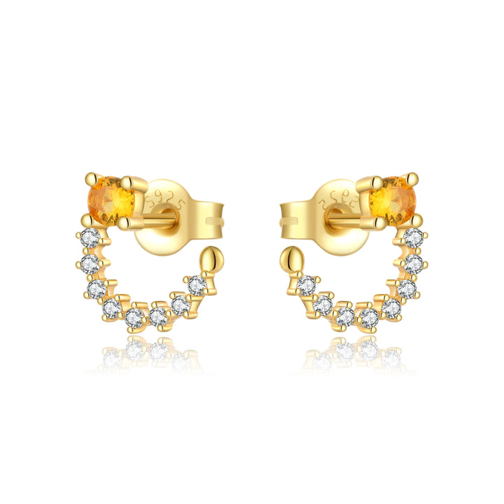 Golden Sunstone Crescent Earrings