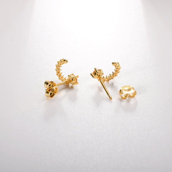 Golden Sunstone Crescent Earrings