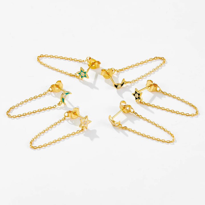 Turquoise Moon Star Earrings