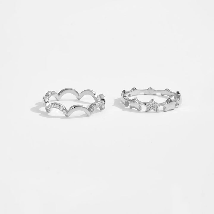 Golden Moon and Star Stacking Rings