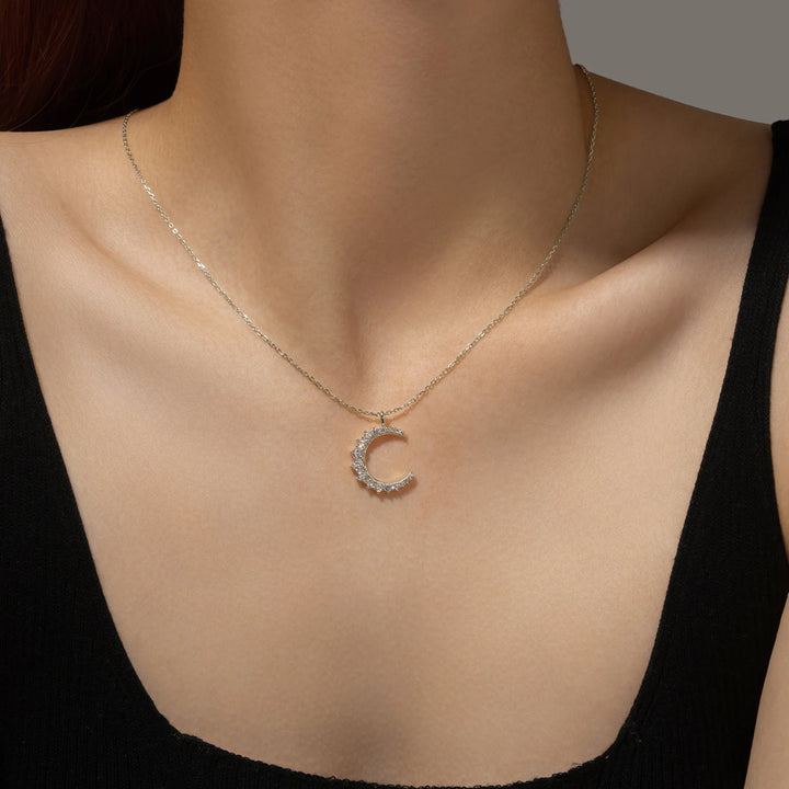Midnight Blue Crescent Pendant Necklace