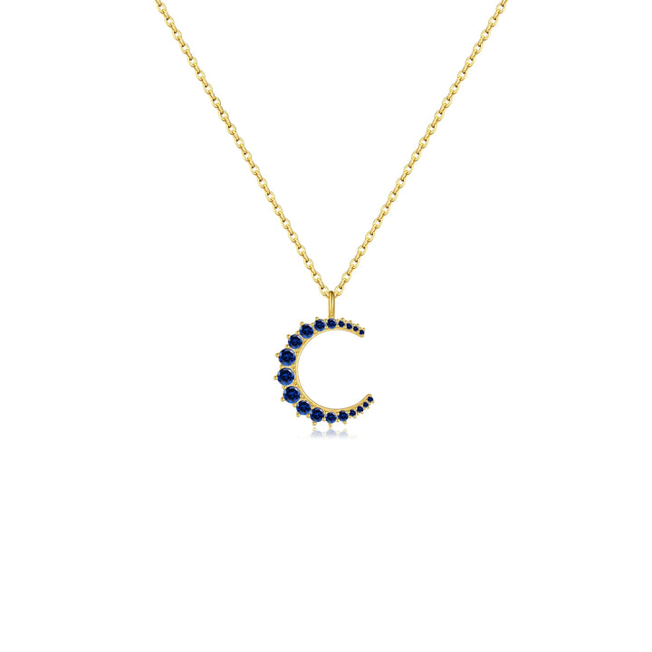 Midnight Blue Crescent Pendant Necklace