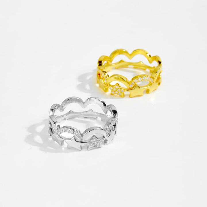 Golden Moon and Star Stacking Rings
