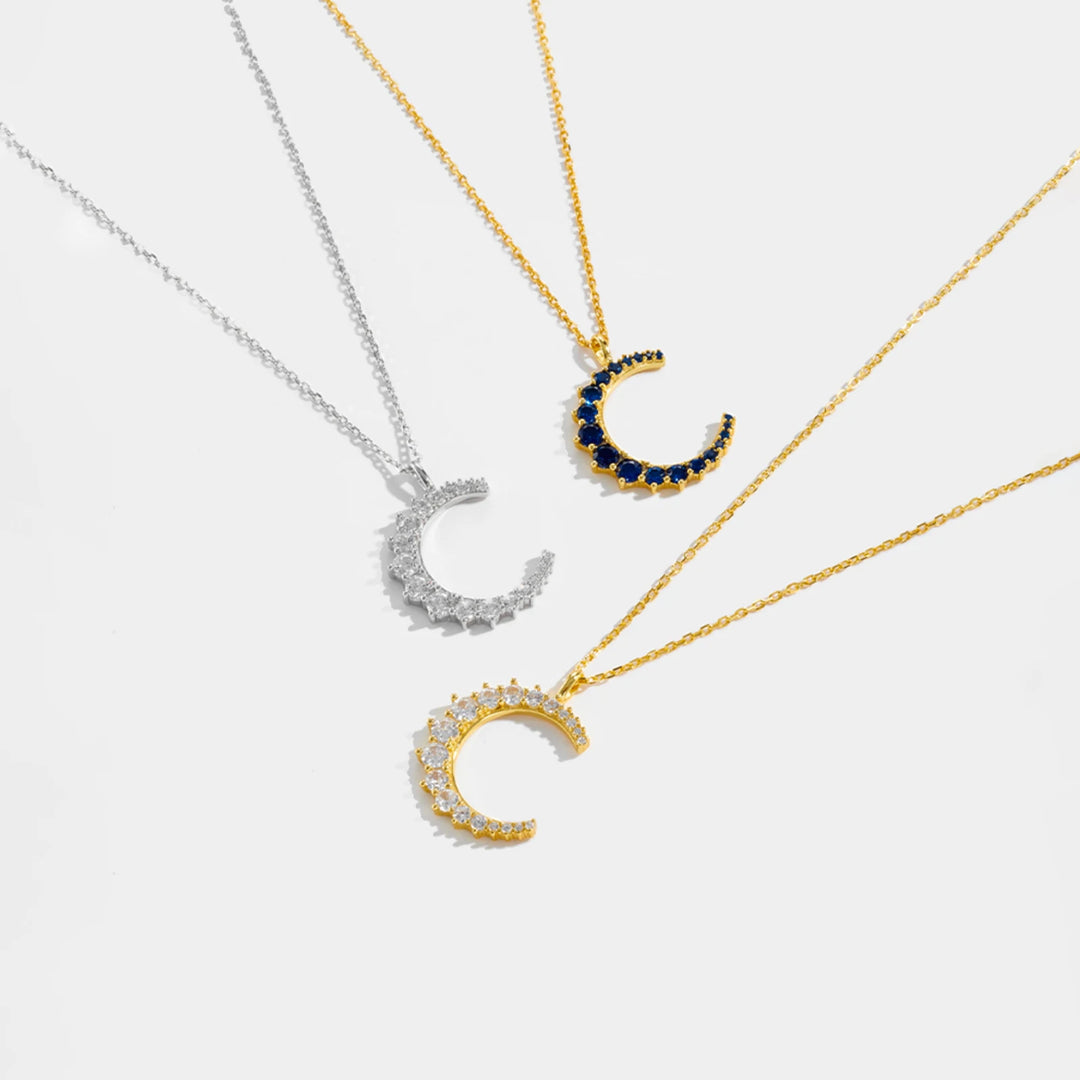 Midnight Blue Crescent Pendant Necklace