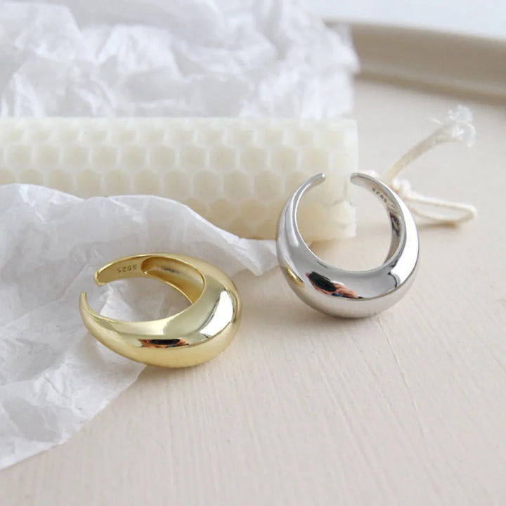 Golden Crescent Bold Adjustable Ring