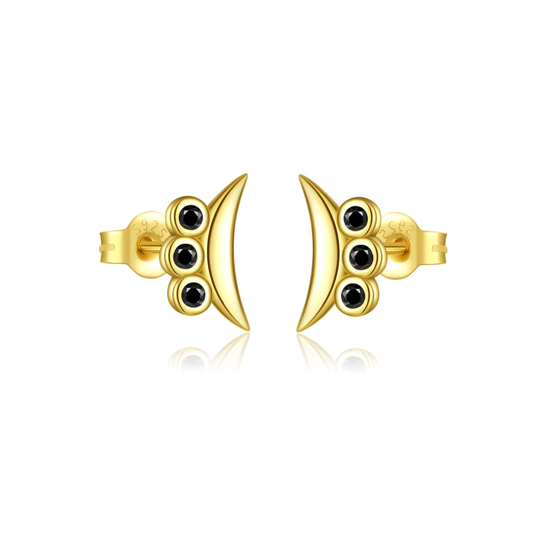Black Zircon Moon Earrings
