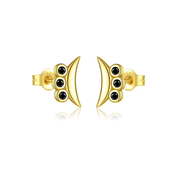 Black Zircon Moon Earrings