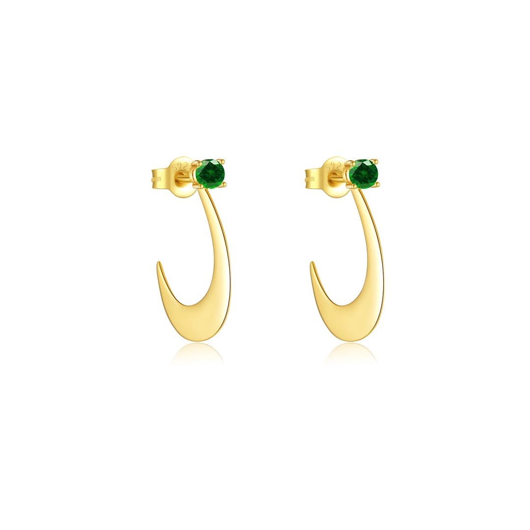 Emerald Crescent Drop Earrings