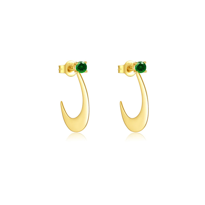 Emerald Crescent Drop Earrings