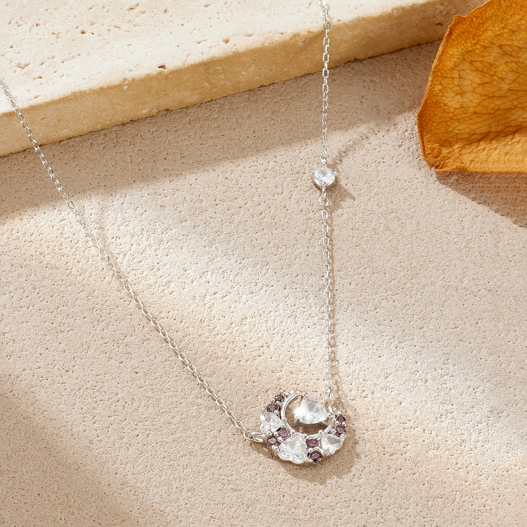 Heart Moon Zircon Pendant Necklace