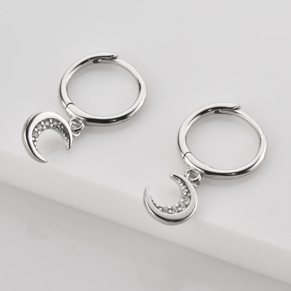 Moon and Star Drop Earrings