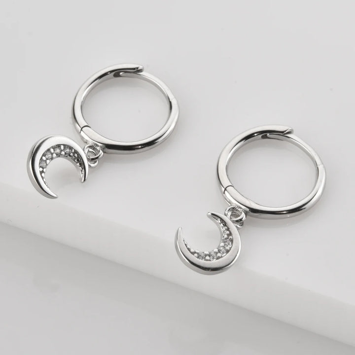 Moon and Star Drop Earrings