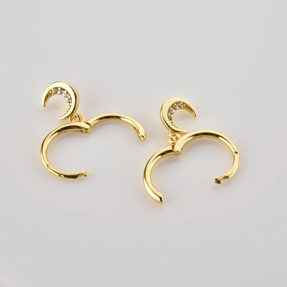 Moon and Star Drop Earrings
