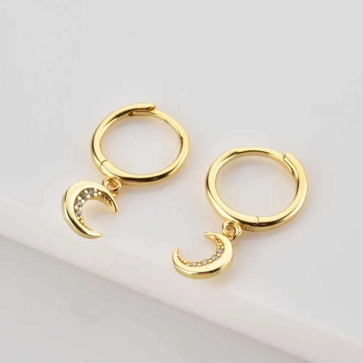 Moon and Star Drop Earrings