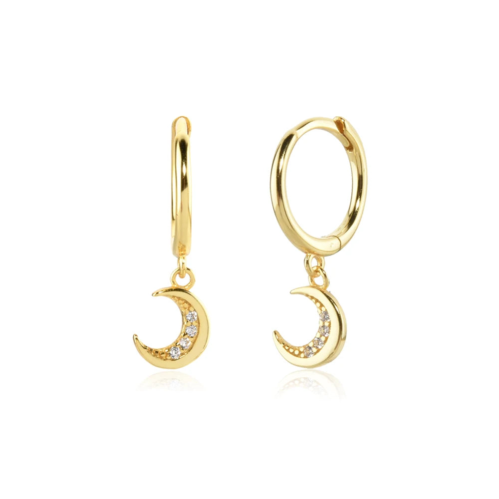 Moon and Star Drop Earrings