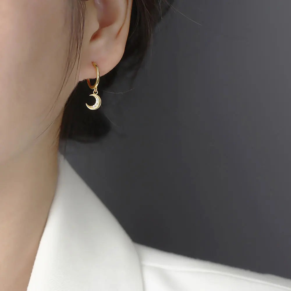 Moon and Star Drop Earrings