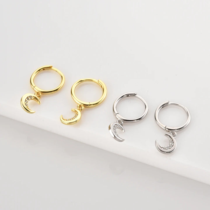 Moon and Star Drop Earrings