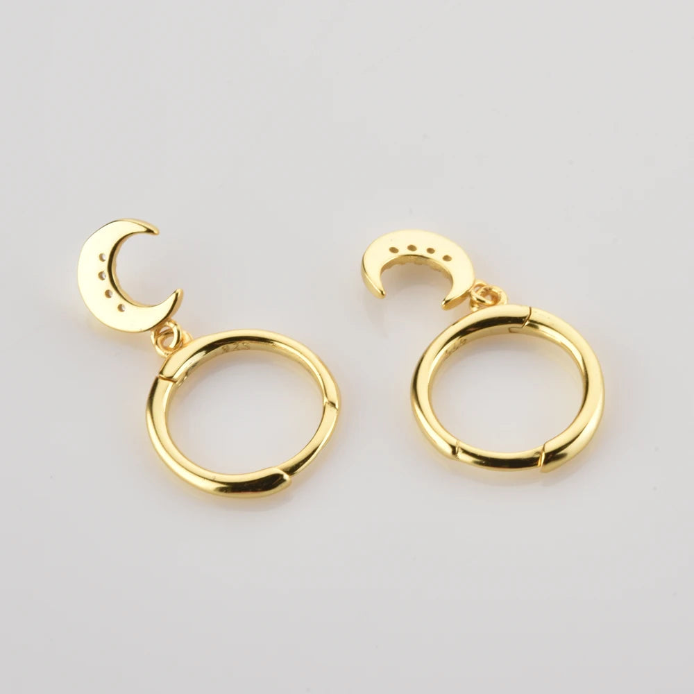 Moon and Star Drop Earrings