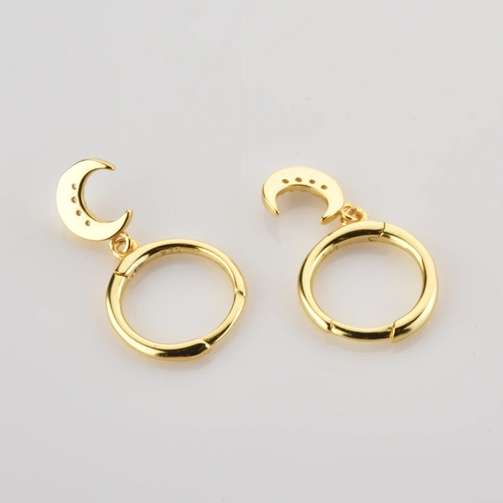 Moon and Star Drop Earrings