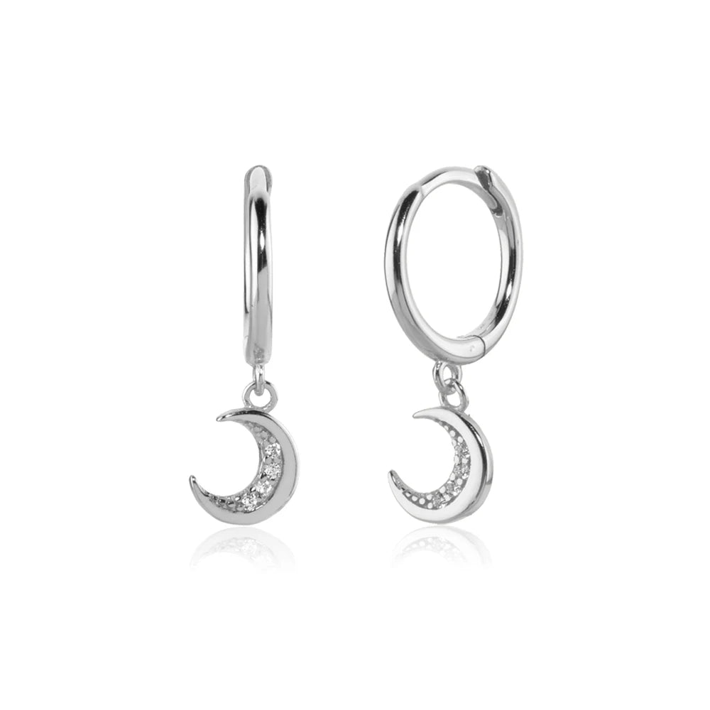 Moon and Star Drop Earrings